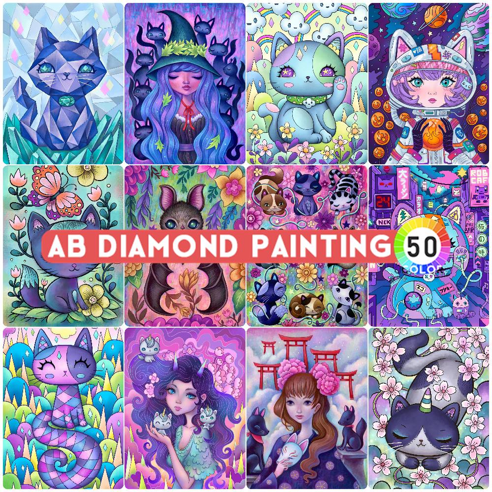 Photo Mosaic Print - Diamant Malerei ab Nordlichter magische Katze
