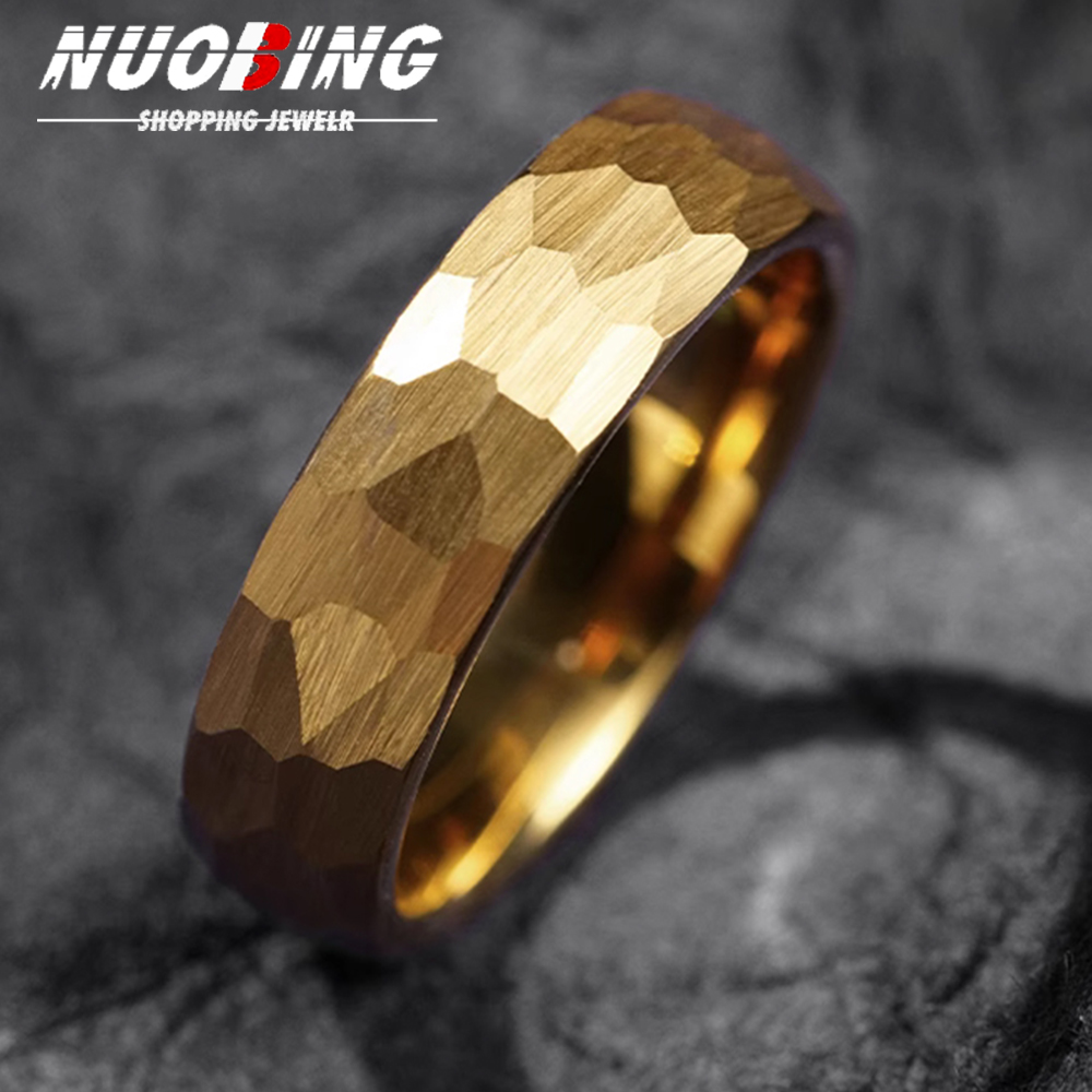 Initial Ring Custom - Gehämmerte, facettenreiche Titanringe für Männer und