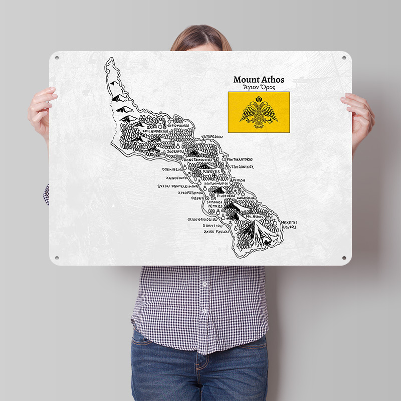 Custom Map Poster - Handgezeichnete Karte des Athosbergs Poster Retro