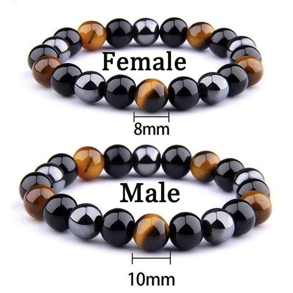 Coordinates Bracelet - Herren-Armbänder Magnetisches Hämatit Tigerauge Schwarzer Obsidian