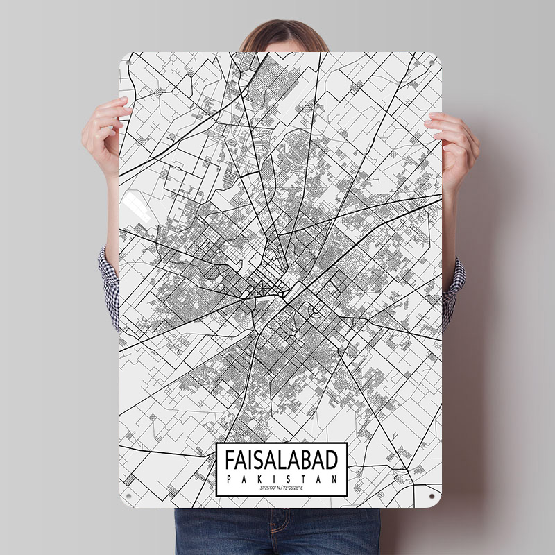 Faisalabad Stadtplan Pakistan  – Custom Map Poster Bewertung und Preis